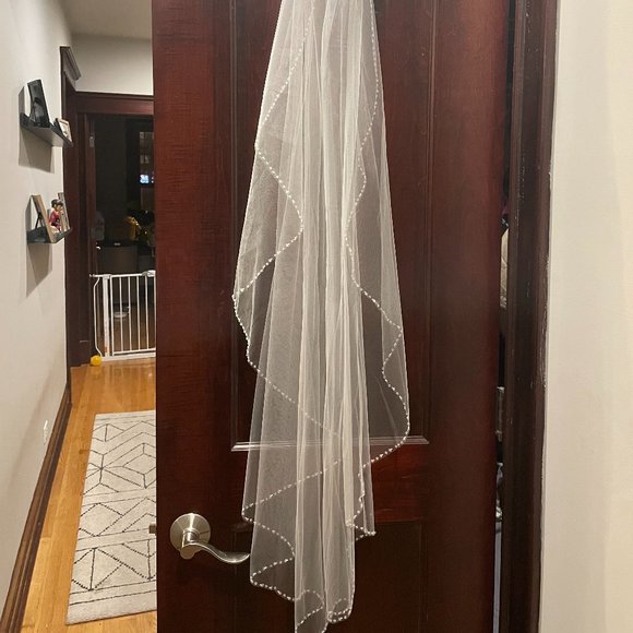 Brand New Ivory Beaded Fingertip Veil - Picture 4 of 4